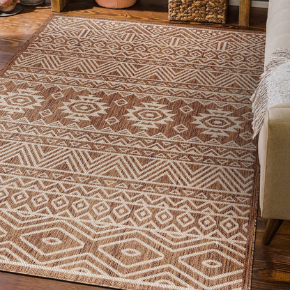 World Rug Gallery Distressed Geometric Bohemian Textured Flat Weave Indoor/Outdoor Area Rug