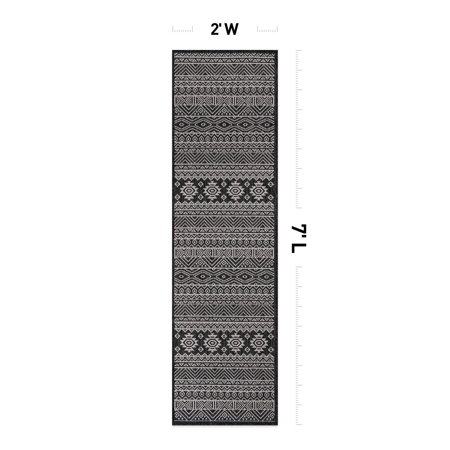 World Rug Gallery Distressed Geometric Bohemian Textured Flat Weave Indoor/Outdoor Area Rug