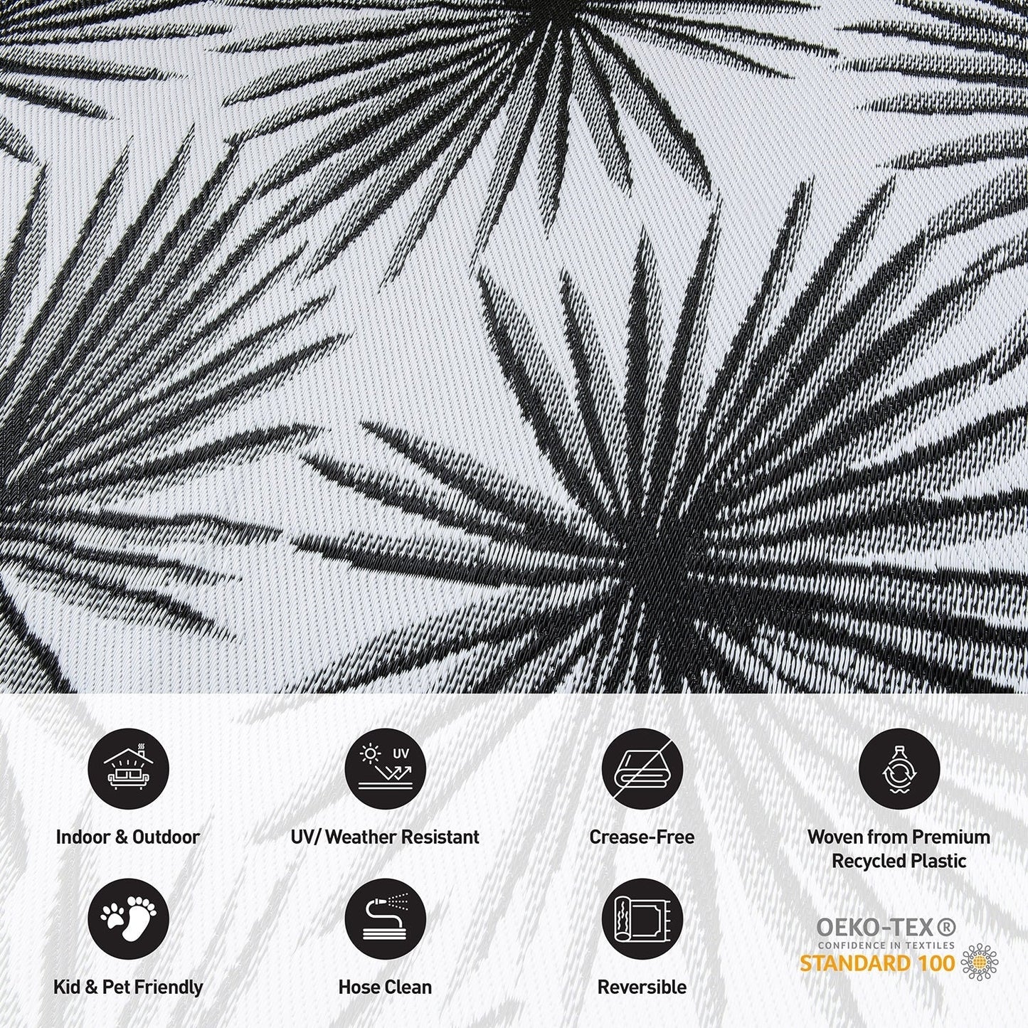 World Rug Gallery Floral Tropical Reversible Recycled Plastic Outdoor Rugs