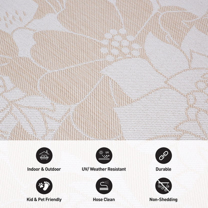 World Rug Gallery Modern Floral Flowers Textured Flat Weave Indoor/Outdoor Area Rug