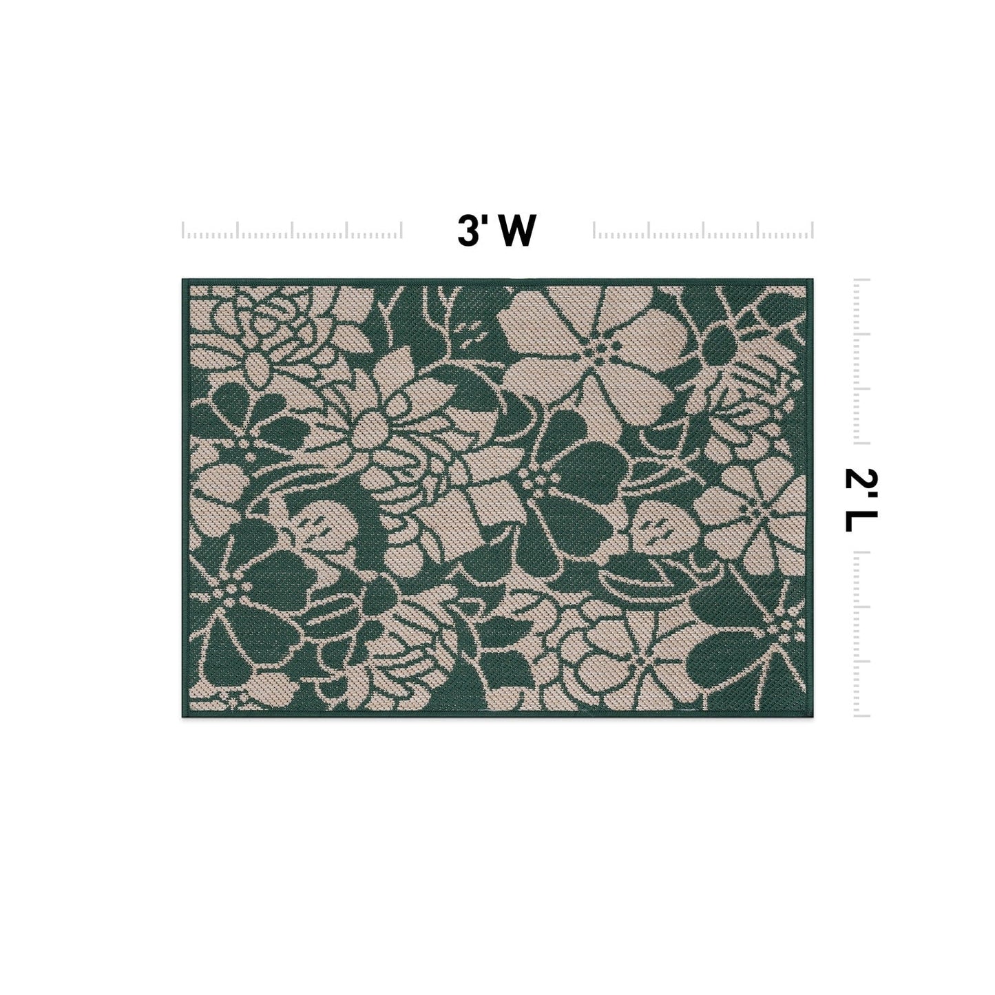World Rug Gallery Modern Floral Flowers Textured Flat Weave Indoor/Outdoor Area Rug