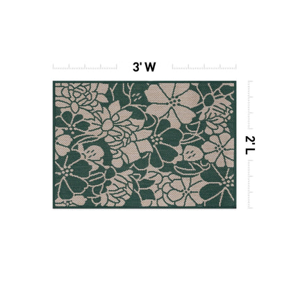World Rug Gallery Modern Floral Flowers Textured Flat Weave Indoor/Outdoor Area Rug