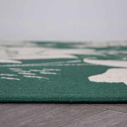 World Rug Gallery Modern Floral Flowers Textured Flat Weave Indoor/Outdoor Area Rug