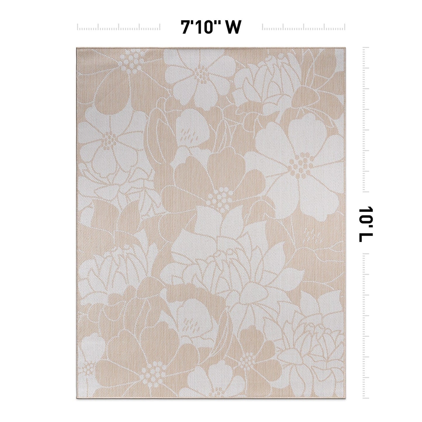 World Rug Gallery Modern Floral Flowers Textured Flat Weave Indoor/Outdoor Area Rug