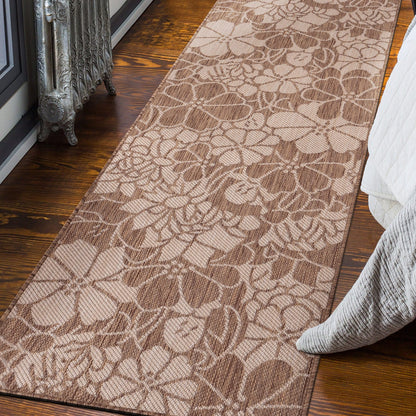 World Rug Gallery Modern Floral Flowers Textured Flat Weave Indoor/Outdoor Area Rug