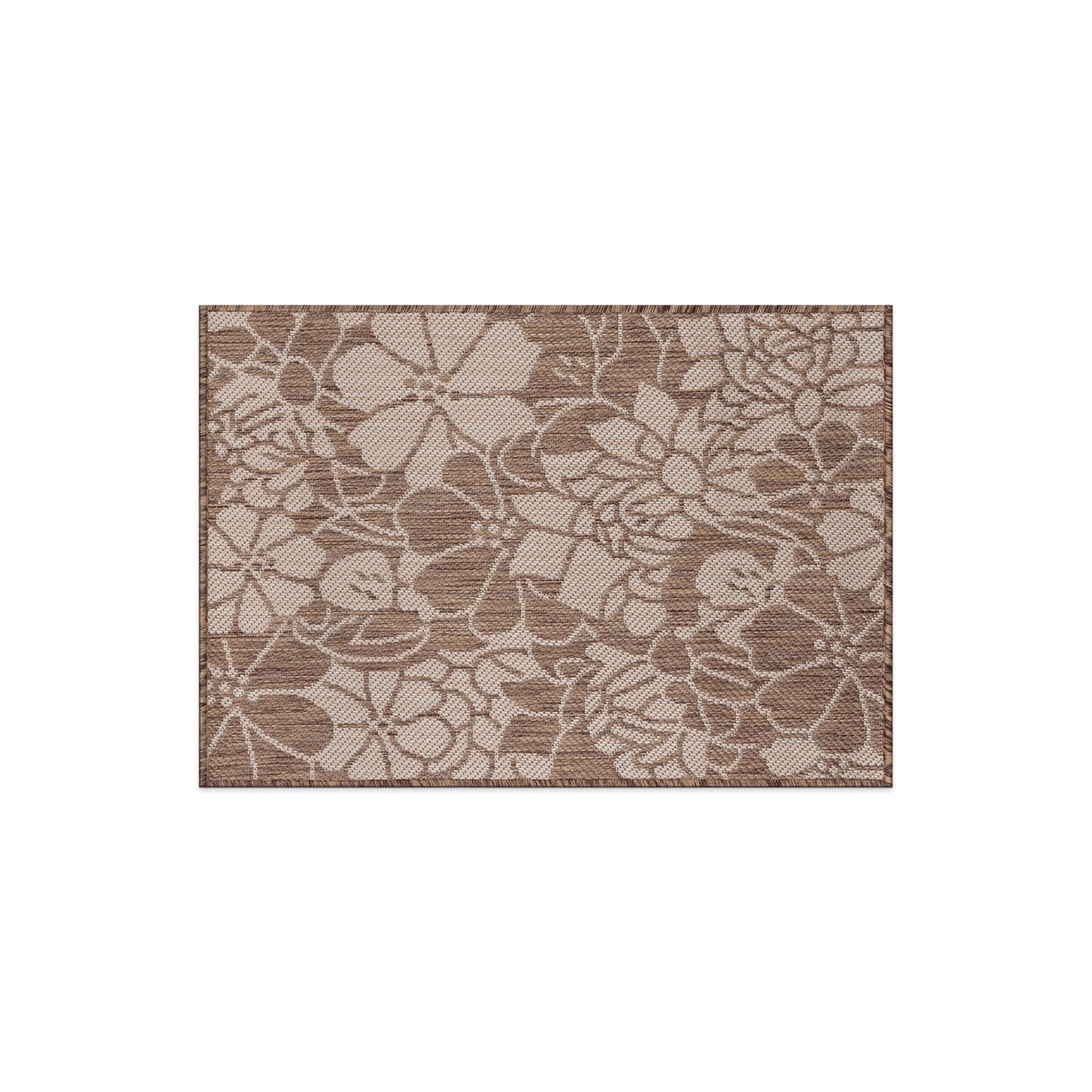 World Rug Gallery Modern Floral Flowers Textured Flat Weave Indoor/Outdoor Area Rug