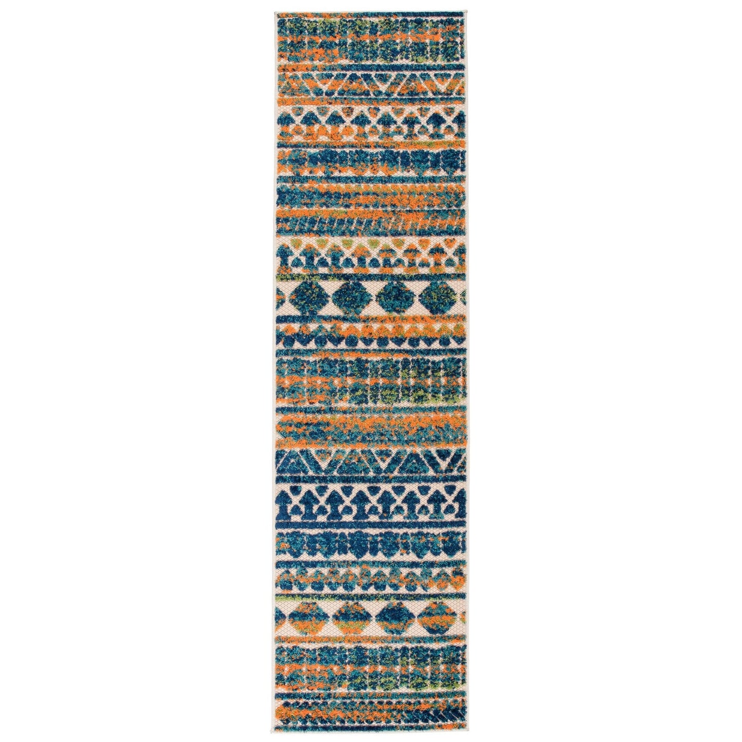 World Rug Gallery Modern Stripes Faded Geometric Indoor/Outdoor Area Rug