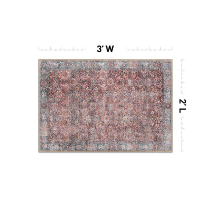 World Rug Gallery Transitional Bordered Vintage Machine Washable Non Slip Area Rug