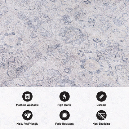 World Rug Gallery Transitional Bordered Vintage Machine Washable Non Slip Area Rug