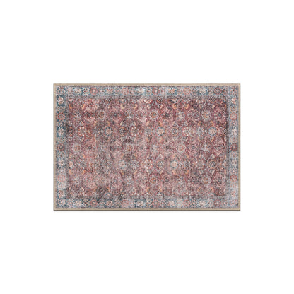 World Rug Gallery Transitional Bordered Vintage Machine Washable Non Slip Area Rug