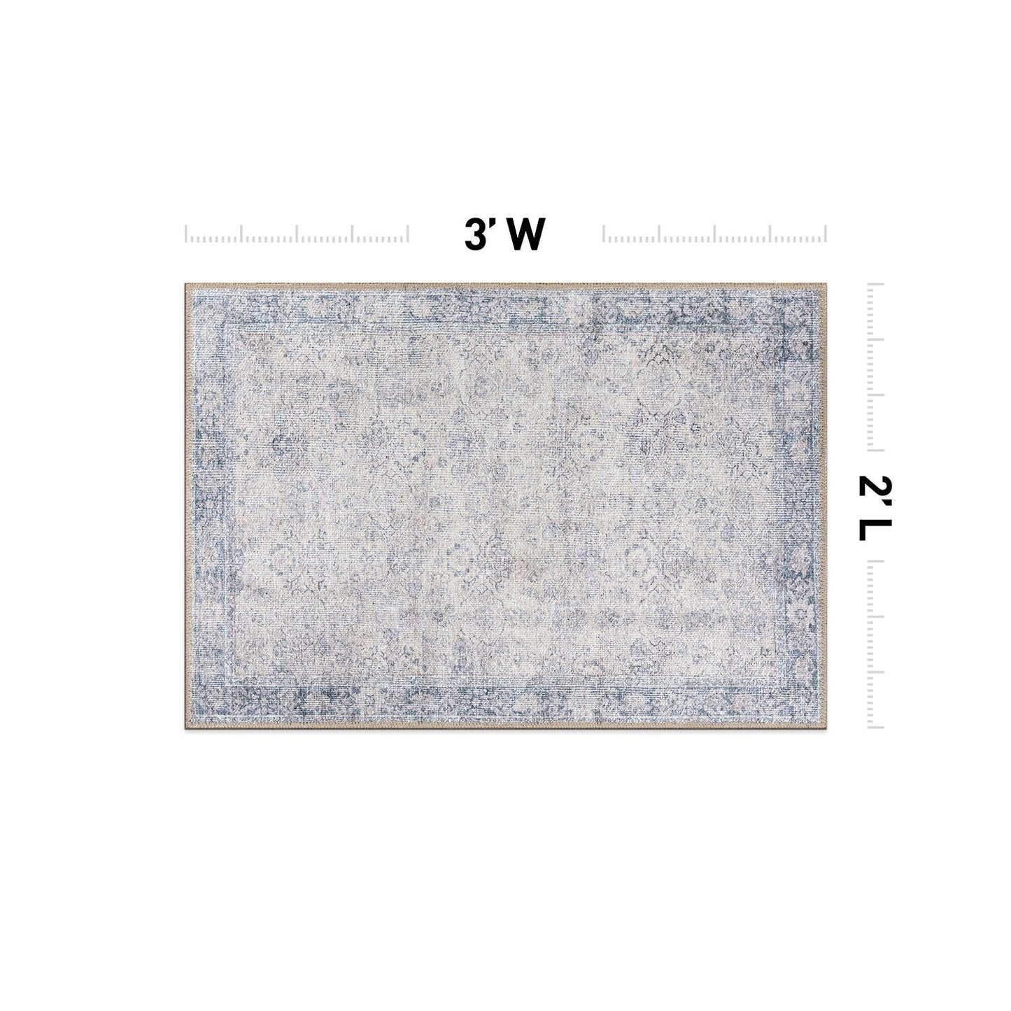 World Rug Gallery Transitional Bordered Vintage Machine Washable Non Slip Area Rug
