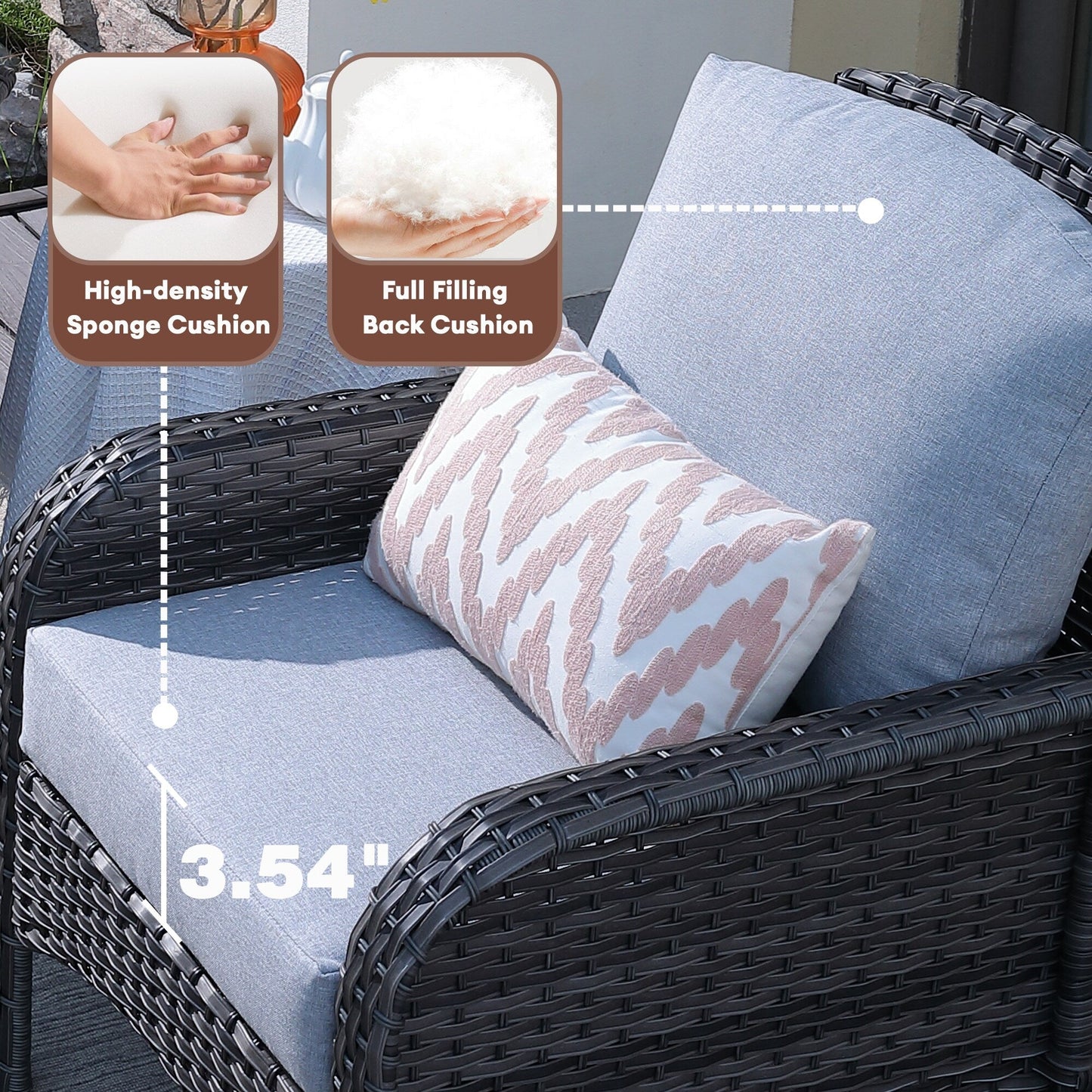 XIZZI 4-piece Outdoor Patio Furniture Conversation Set with Table