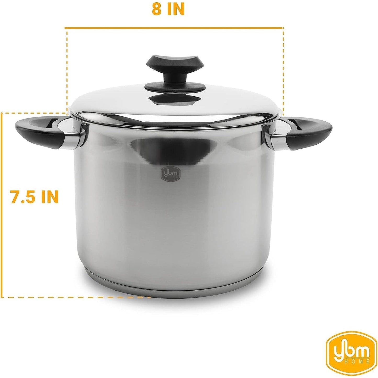 YBM Home Professional Chef's 18/10 Stainless Steel Stock Pot, Induction Compatible