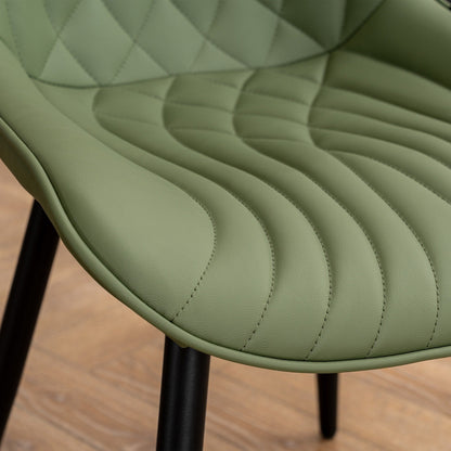 Modern Upholstered Leather Armless Dining Chairs Set of 2