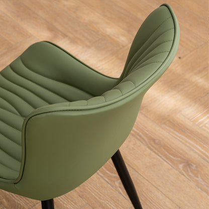 Modern Upholstered Leather Armless Dining Chairs Set of 2