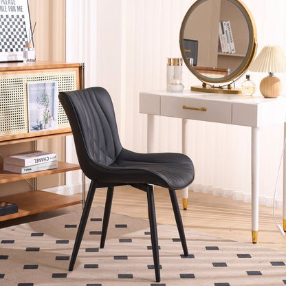 Modern Upholstered Leather Armless Dining Chairs Set of 2