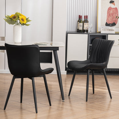 Modern Upholstered Leather Armless Dining Chairs Set of 2