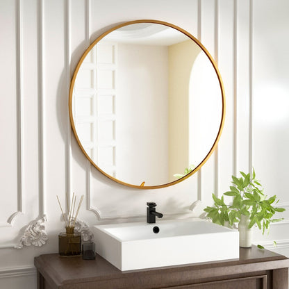 YVANLA Wall Mounted Bathroom Round Mirror with Metal Frame