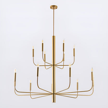 15-Light Minimalist Candlestick Chandelier, 2 Tier Ancient Design - 48