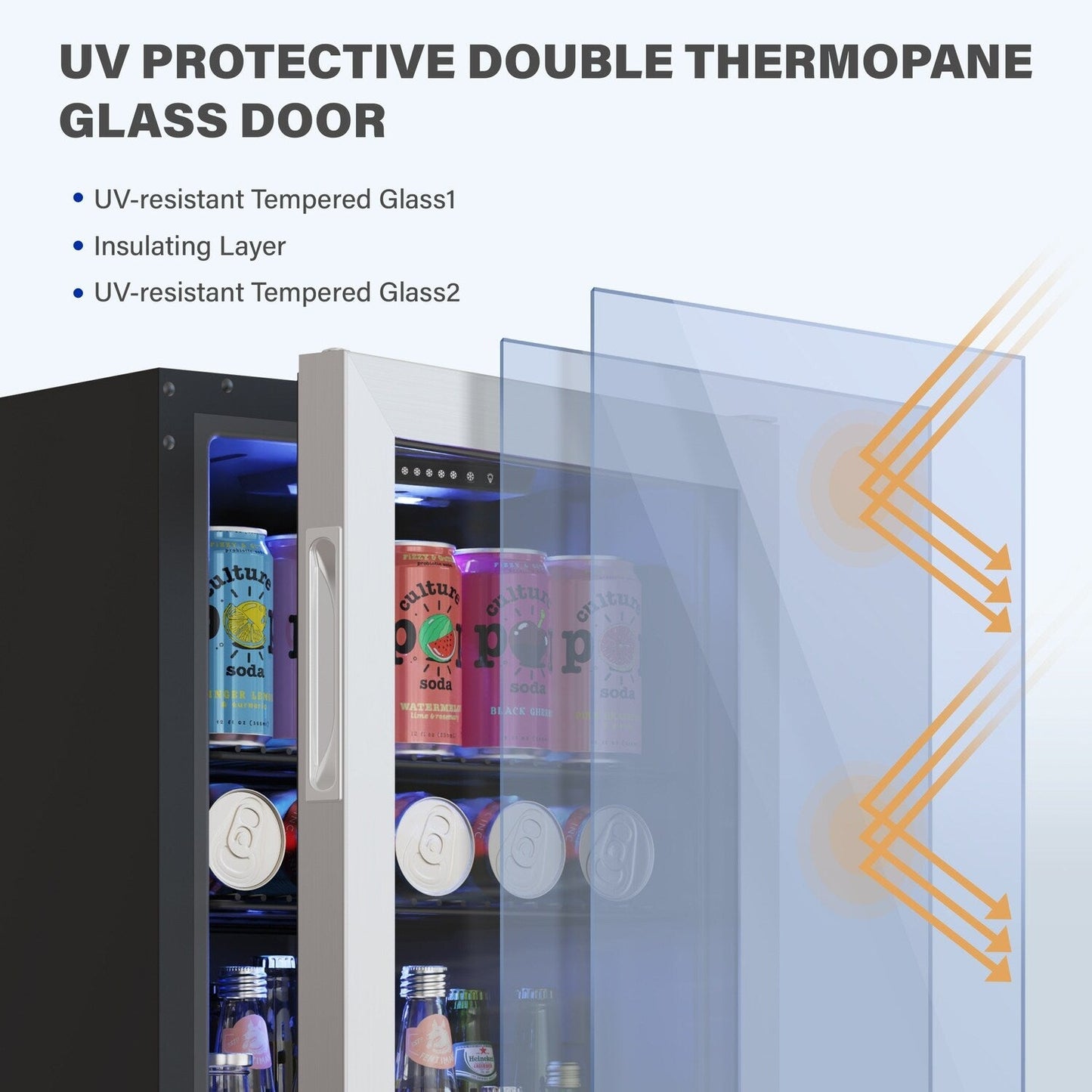 Yeego 19 Inch 140 Cans Single Zone Freestanding Beverage Cooler Refrigerator - 19 inch