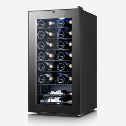 17 Inch 28 Bottle Wine/Beverage Fridge, Stainless Steel Wine Cooler for Home & Commercial Use