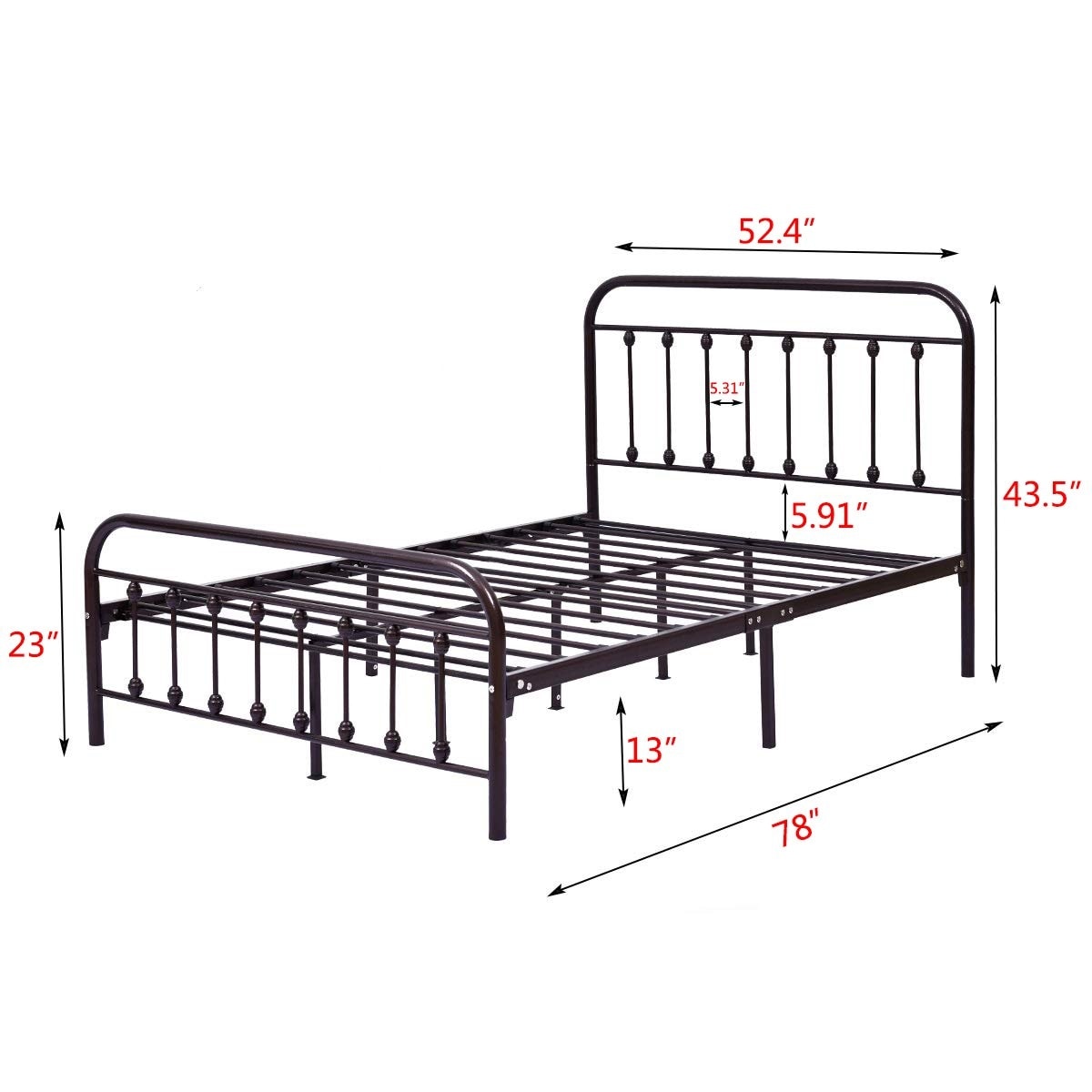 Alazyhome Simple Vintage Metal Platform Bed Frame, Easy-Assembly